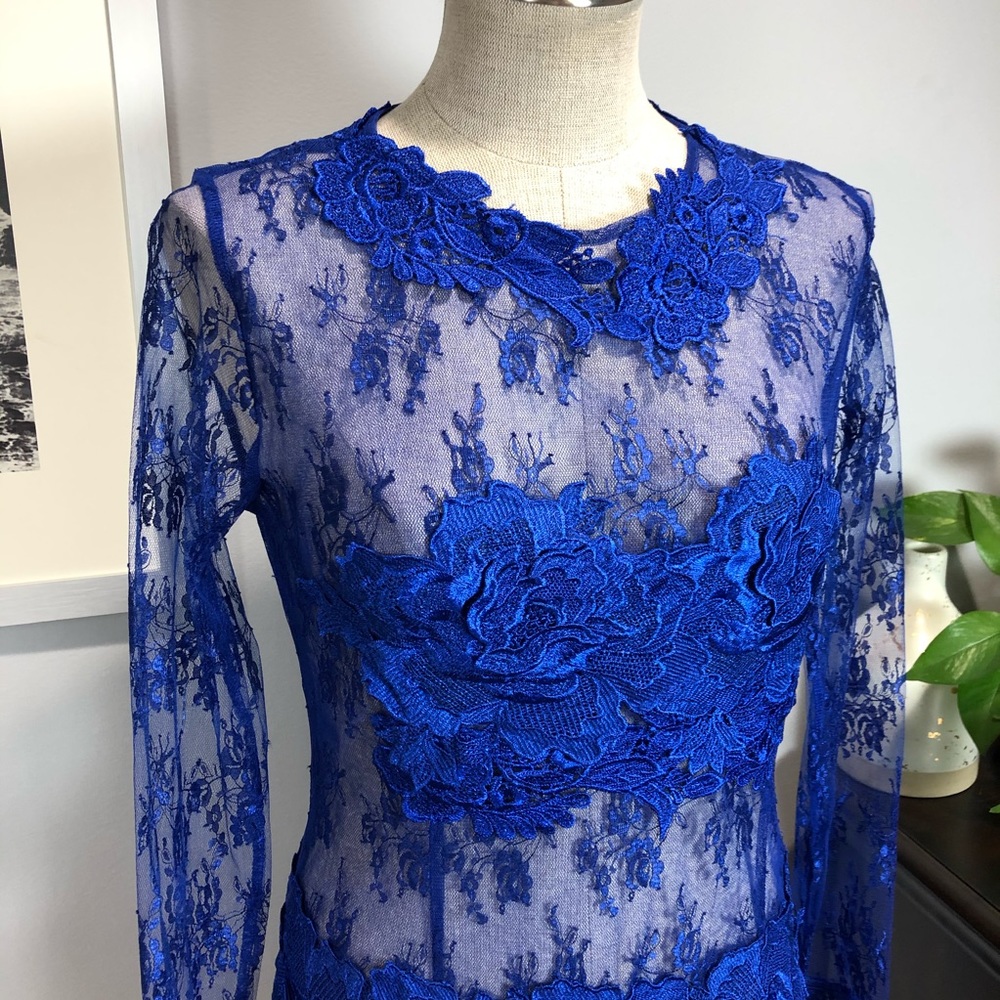 AKIRA Blue Lace Mini Dress - Picture 6 of 14